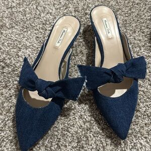 Massimo Dutti Brand New 40 Kitty Heels Denim